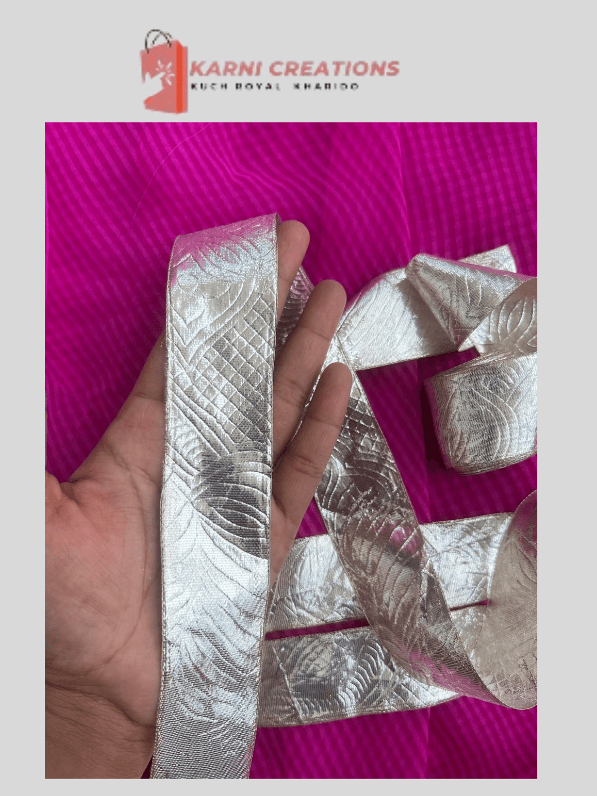 Silver pakka gotta material used for poshak borders