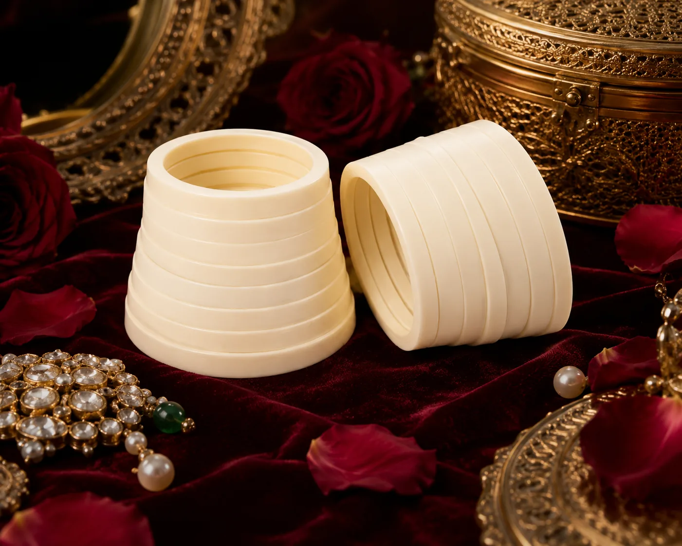 Rajputi 7 cut boor dhalu chuda, 14 bangles, by Karni Creations Jaipur