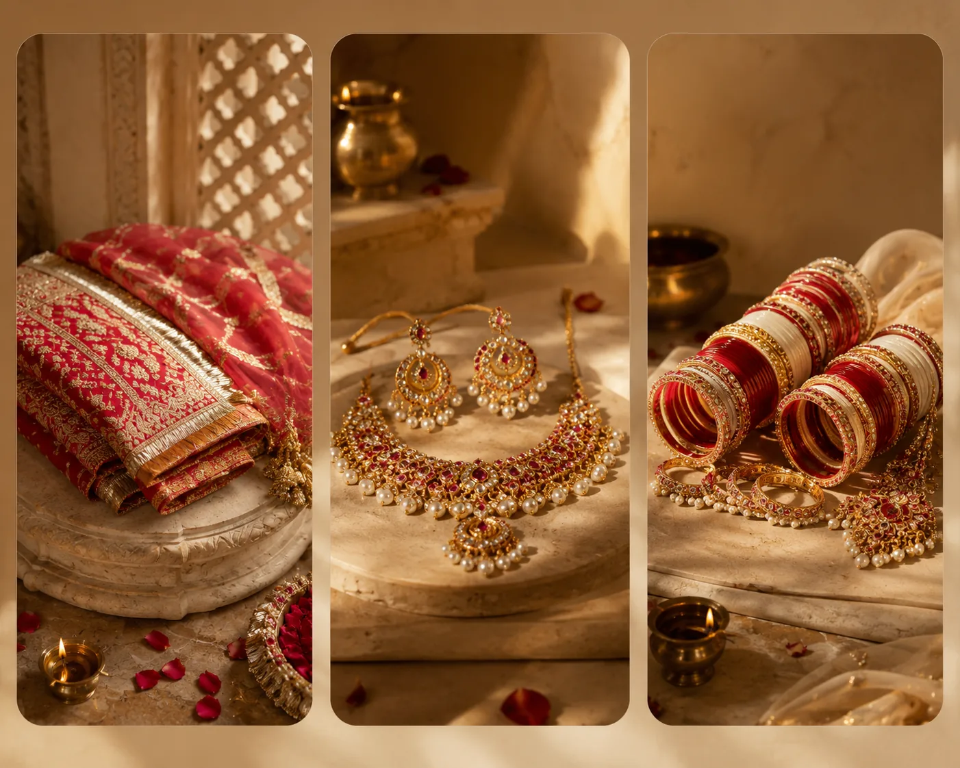 Bridal choora stacked with kundan bangles